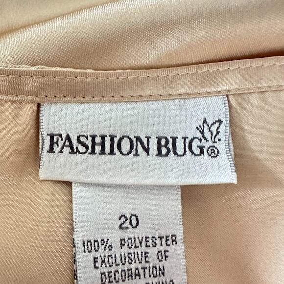 Vintage Fashion Bug Size 20 Top Y2K Style Babydoll Beige Silky Satin Lace Trim - Picture 5 of 7